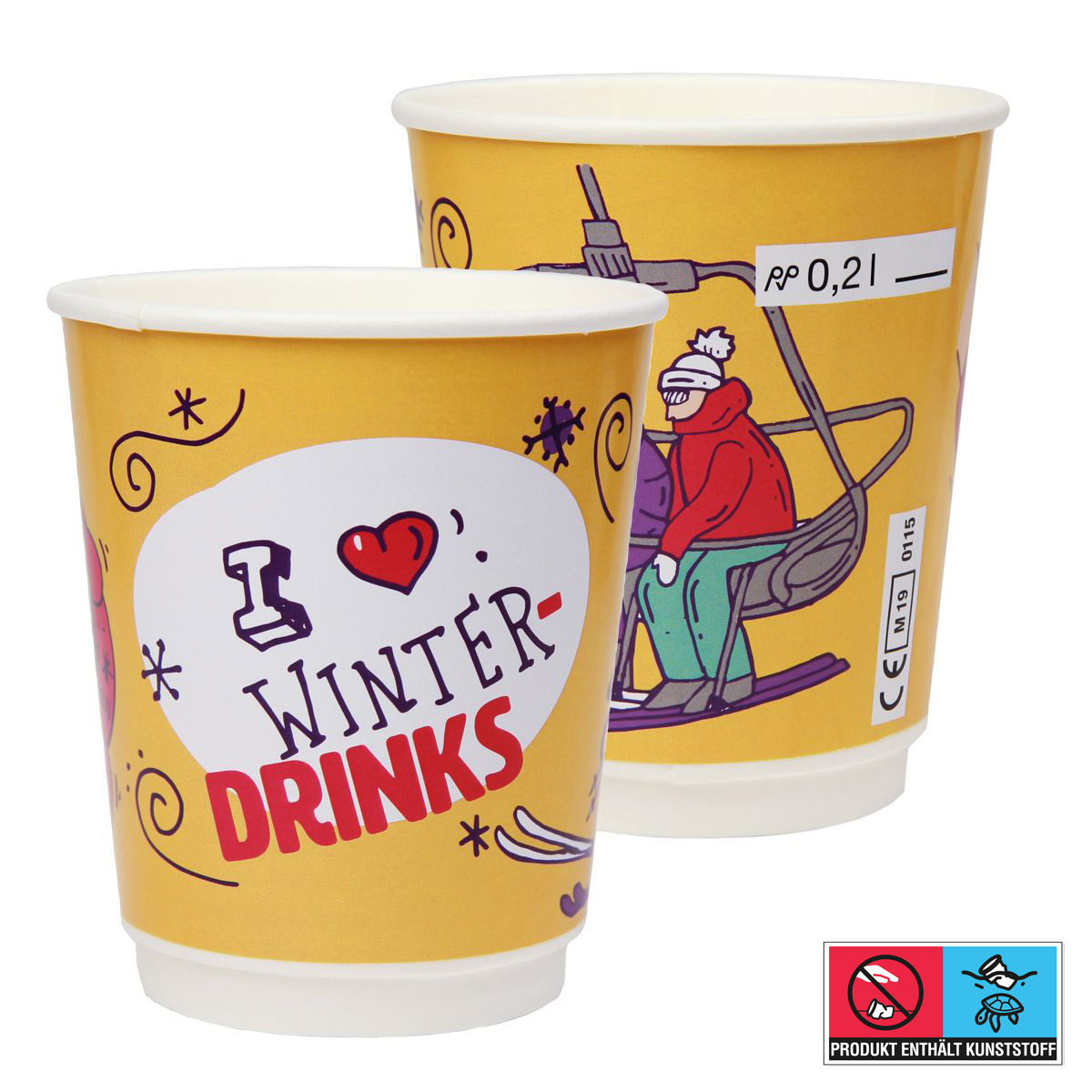 Winter-Kombibecher mit Eichstrich, alkoholbeständig