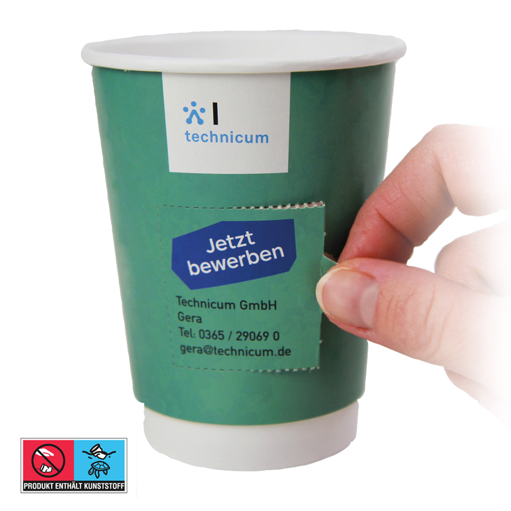 CouponCup – Doppelwandbecher mit Überraschungsfenster