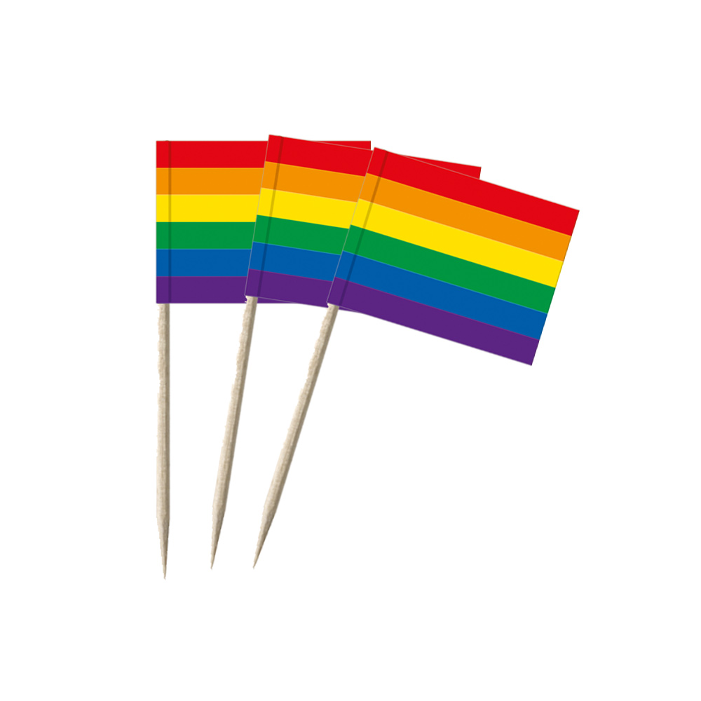 Minifahnen Dekopicker / Käsepicker Regenbogen